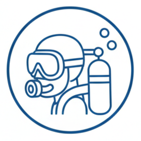 Line art of scuba diver